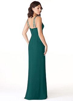 Azazie Leo Bridesmaid Dresses Peacock Mermaid V-Neck Pleated Chiffon Dress image4