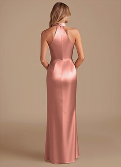 Azazie Karlotta Bridesmaid Dresses Rosette Sheath Pleated Metallic Satin Dress image2