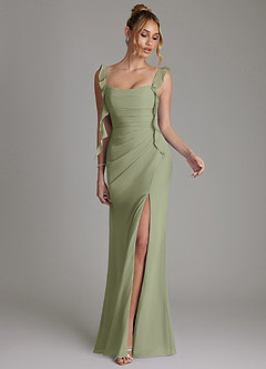 Azazie Jessamine Bridesmaid Dresses Pistachio Mermaid Corset Chiffon Dress image4