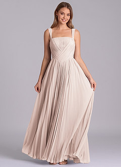 Azazie Mina Vestidos de damas de honor Vestido de Pétalo De Rosa de Gasa de Corte en A con Plisado image4