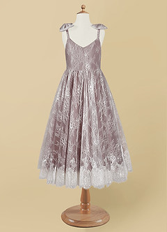 Azazie Tilly Flower Girl Dresses Diamond White Dusty Rose A-Line Lace Dress image6