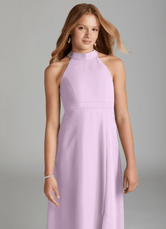 Azazie Clarice Junior Jurk van Chiffon met A-Lijn Zijsplit Frosted Lila image3