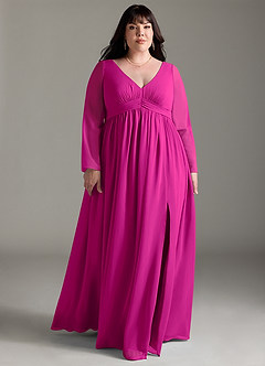 Azazie Teton Zwangerschaps Bruidsmeisjekleding A-Lijn Lange mouw Chiffon Vloerlengte Jurk image8