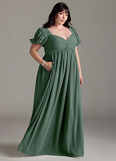 Azazie Madisynn Maternity Bridesmaid Dresses Bow Chiffon Floor-Length Dress image7