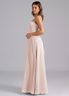 Azazie Valentine Robes de demoiselle d'honneur Robe Trapèze en Mousseline de soie Corset Rose Pétale image4