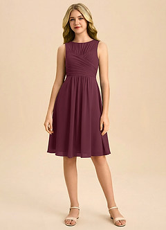 Azazie Skyla Junior Linia A Pofałdowany Szyfon Mini Młodsza druhna Sukienka image3