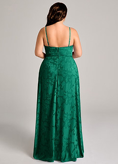 Azazie Moira Bridesmaid Dresses Emerald A-Line Side Slit Floral Burnout Dress image11