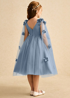 Azazie Staria Blumenmädchenkleider Ballkleid Gestreift Tüll Kleid Staubblau image9