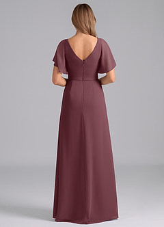 Azazie Ambrosia Jurken voor bruidsmeisjes Jurk van Chiffon met A-Lijn Geplooid Sangria image6