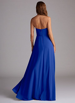 Azazie Wren Bridesmaid Dresses Royal Blue A-Line Side Slit Chiffon Convertible Dress image2