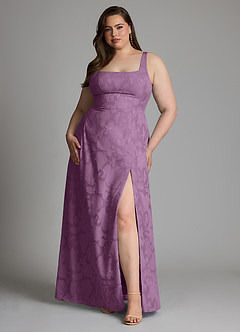 Azazie Debra Bridesmaid Dresses Wisteria A-Line with Pockets Floral Burnout Dress image11
