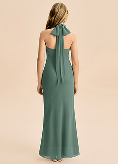 Azazie Velli Junior Meerjungfrau-Linie Hoher Kragen Chiffon Kleid Seemoos image2