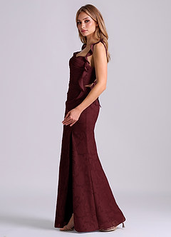 Azazie Jessamine Final Sale Cabernet Mermaid Corset Floral Burnout Dress image5