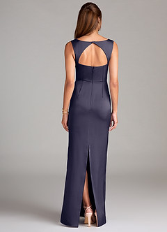 Azazie Flori Bridesmaid Dresses Stormy Sheath Side Slit Stretch Satin Dress image2