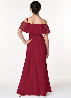 Azazie Maggie Junior Jurk van Chiffon met A-Lijn Off the Shoulder Bourgondië image2