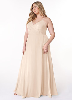 Azazie Davis Brautjungfernkleider A-Linie V-Hals Chiffon Kleid Alabaster Weiß image9