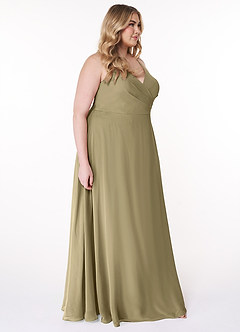 Azazie Davis Bridesmaid Dresses Moss Green A-Line V-Neck Chiffon Dress image10
