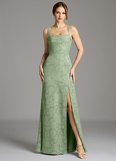 Azazie Brandi Bridesmaid Dresses Dusty Sage Mermaid Pleated Floral Burnout Dress image3