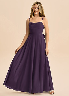 Azazie Bear Junior Plum A-Line Pleated Chiffon Dress image4