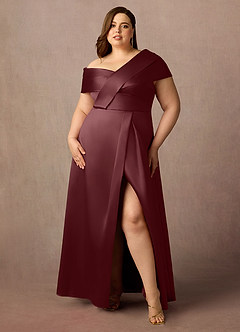 Azazie Marissa Mother of the Bride Dresses Cabernet A-Line Pleated Mikado Dress image6