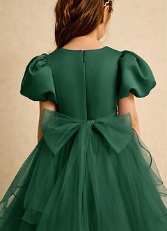 Azazie Cocoa Flower Girl Dresses Dark Green Ball-Gown Pleated Tulle Dress image9