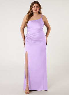 Azazie Eren Bridesmaid Dresses Lilac Mermaid One Shoulder Stretch Satin Dress image6