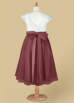 Azazie Vetty Flower Girl Dresses Ivory Desert Rose A-Line Lace Tulle Dress image13