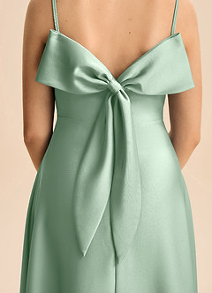 Azazie Isolde Junior Linia A Pofałdowany Satyna elastyczna Długość podłogi Młodsza druhna Sukienka image5