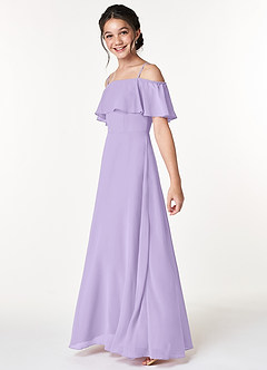 Azazie Maggie Junior Lilac A-Line Off the Shoulder Chiffon Dress image5
