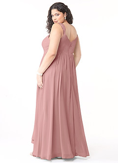 Azazie Cleobella Robes de demoiselle d'honneur Robe Trapèze en Mousseline de soie Dentelle en forme de cœur Rose Poussiéreuse image11