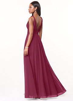Azazie Maren Bridesmaid Dresses Mulberry A-Line Pleated Chiffon Dress image4