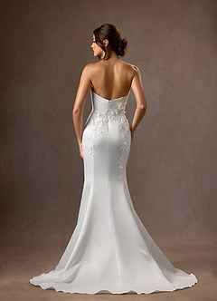 Azazie Sersi Wedding Dresses Diamond White Mermaid Strapless Matte Satin Dress image3