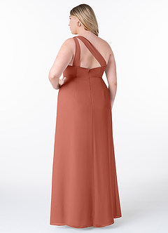 Azazie Maive Bridesmaid Dresses Clay Sheath Pleated Ruffle Chiffon Dress image8