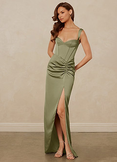 Christian Siriano Bridal for Azazie 1017 Bridesmaid Dresses Pistachio Sheath Sweetheart Neckline Stretch Satin Dress image3