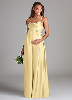 Azazie Llana vestidos de dama de honor de maternidad Vestido de Corte en A Con bolsillos Hasta el suelo Satén Elástico image3