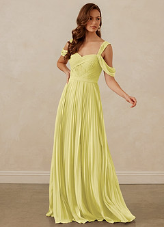 Christian Siriano Bridal for Azazie 1013 Robes de demoiselle d'honneur Robe Trapèze en Mousseline de soie Épaule décolletée Sorbet Citron image7