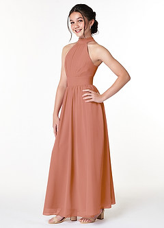 Azazie Iman Junior MAI TAI A-Line Pleated Chiffon Dress image3