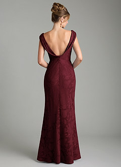 Azazie Kieryn Bridesmaid Dresses Cabernet Mermaid Pleated Floral Burnout Dress image7