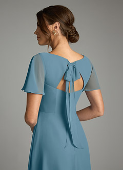 Azazie Kimber Vestidos de damas de honor Vestido de Bermudas de Gasa de Corte en A con Manga volante image8