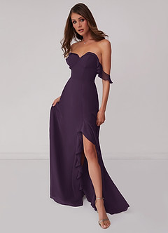 Barbie ♥ Azazie Final Sale Plum A-Line Off the Shoulder Chiffon Convertible Dress image1