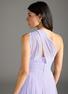 Azazie Charlize Robes de demoiselle d'honneur Robe Trapèze en Mousseline de soie Ue épaule Lilas image13