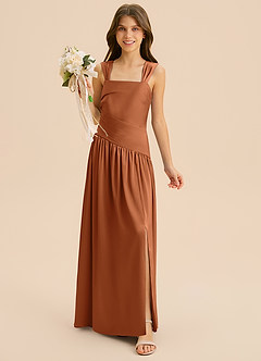 Azazie Dotty Junior Klä av A-Line i Stretch Satin Plisserad image4