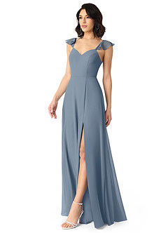 Azazie Everett Bridesmaid Dresses Twilight A-Line V-neck Ruched Chiffon Dress image3