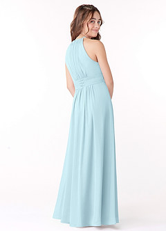 Azazie Bonnie Junior A-Linie Plissee Chiffon Kleid Wolke Blau image3