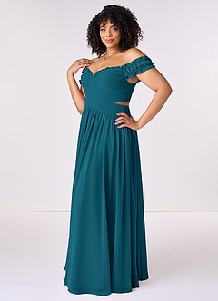 Barbie ♥ Azazie Bridesmaid Dresses Ink Blue A-Line Off the Shoulder Chiffon Convertible Dress image10