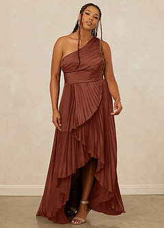 Christian Siriano Bridal for Azazie 1008 Bridesmaid Dresses Clay A-Line One Shoulder Stretch Satin Dress image8