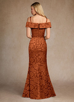 Azazie Canton vestidos de madre de la novia Vestido de Naranja Quemada de Devorado Floral de Corte Sirena con Vestidos sin tirantes image4