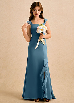 Azazie Novalie Girls Formal Flower Girl Klänningar Klänning Sjöjungfru i Stretch Satin Rosett image5