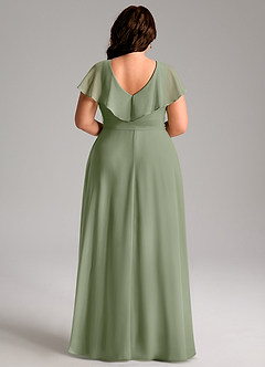 Azazie Lainey Bridesmaid Dresses Pistachio A-Line with Pockets Chiffon Dress image9