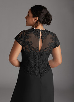 Azazie Junie Mère de la mariée Robes Robe Trapèze en Mousseline de soie Dentelle Noir image9